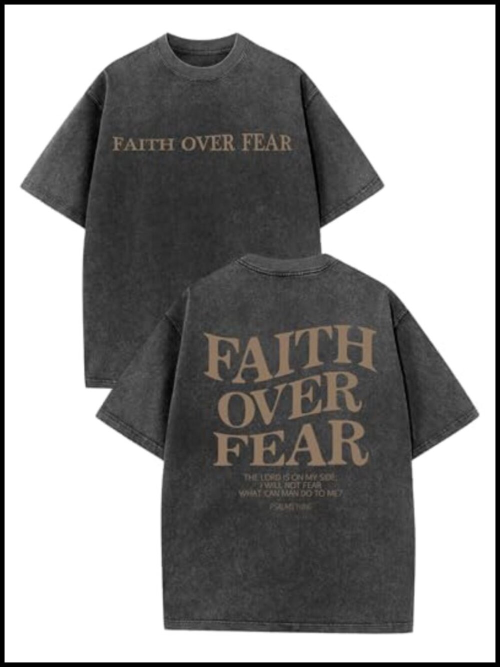 Unisex Faith Over Fear Graphic Tee 100% Cotton Crewneck Vintage Acid Wash